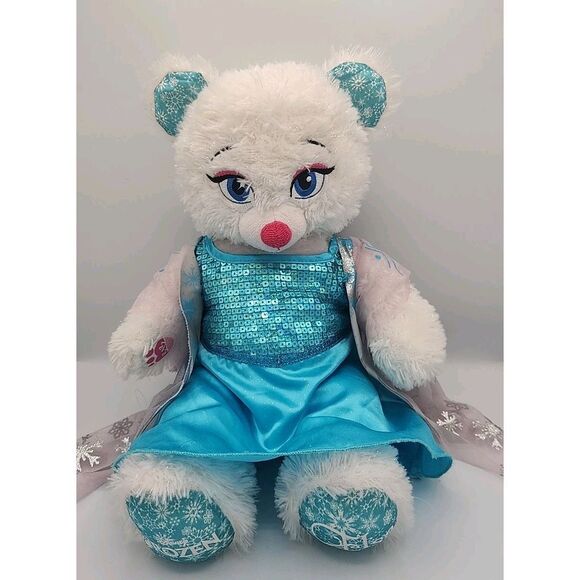 Disney Build A Bear Frozen Elsa Sparkling White Stuffed Animal Doll With Dress - Picture 1 of 6